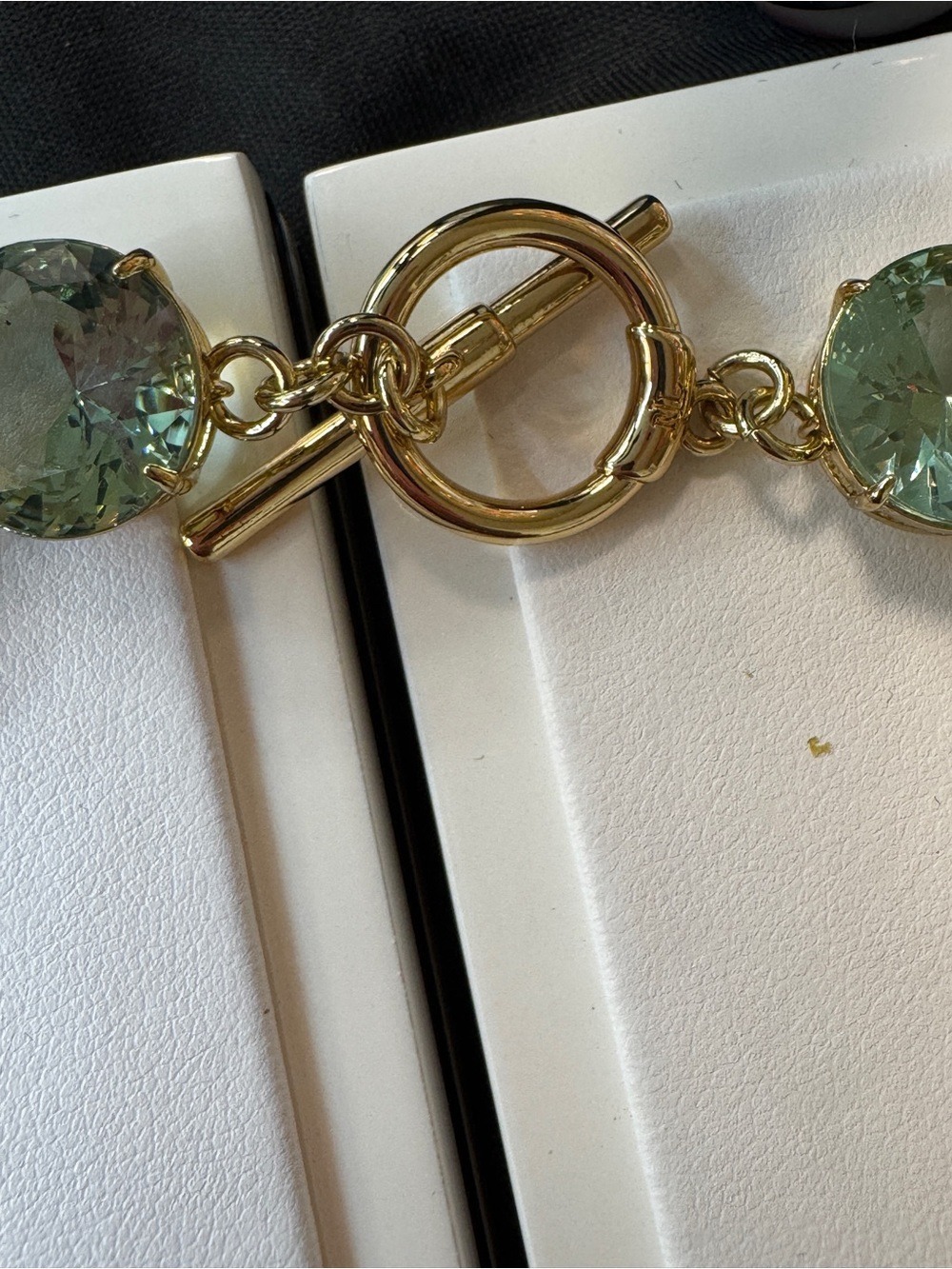 Lauren Ralph Lauren Gold-Tone Pale Green Crystal Drop Necklace - Picture 4 of 5